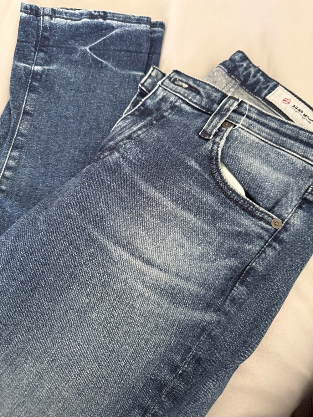 Ag Adriano Goldschmied Women's Faded Blue Straight Leg Jeans